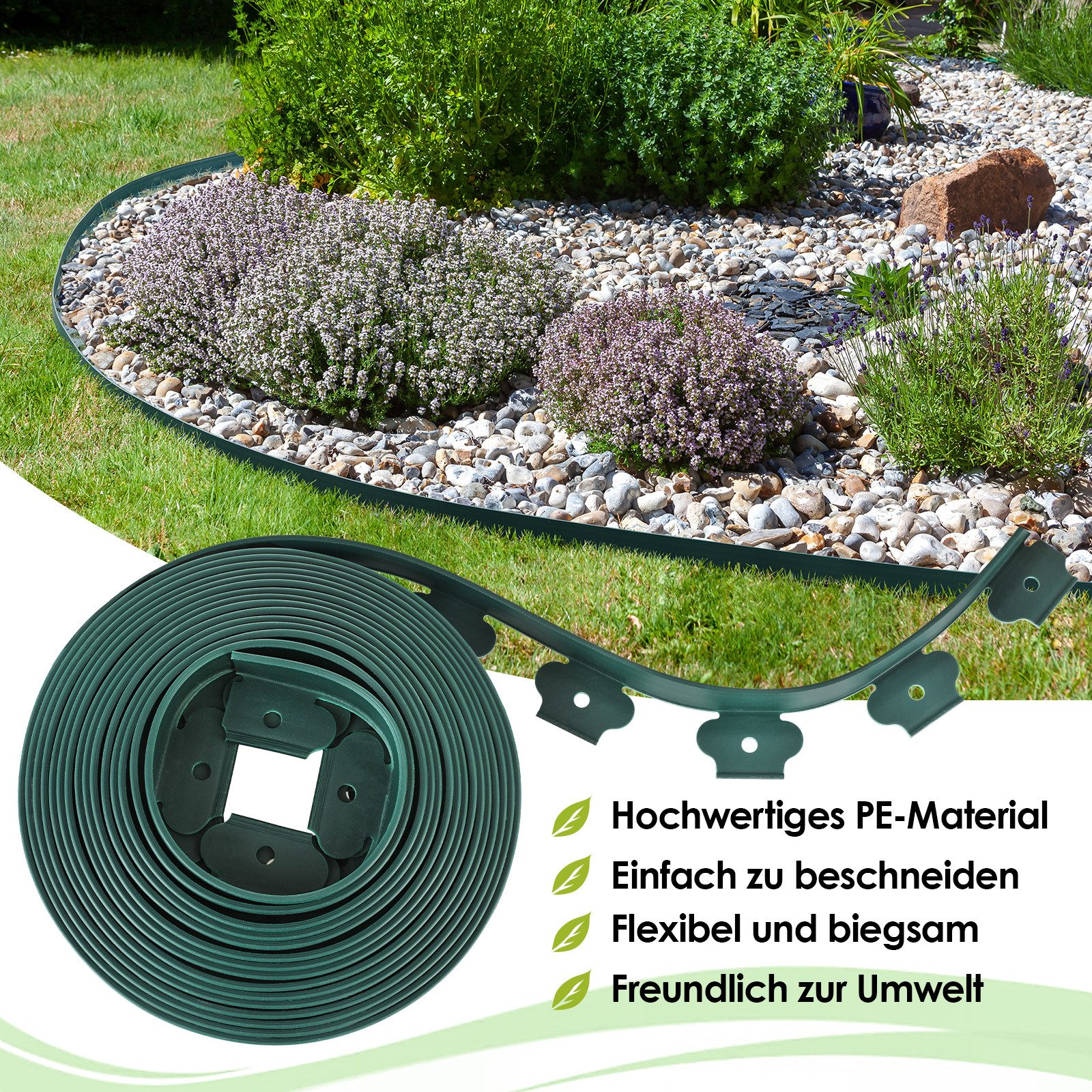 TLGREEN Rasenkante Mähkante Gartenzaun, 20m Flexible günstig online kaufen