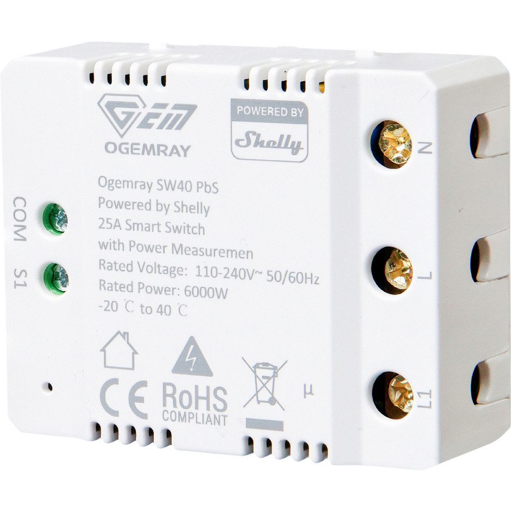 Shelly Ogemray smarter Relaisschalter 25 A Schalt-Messaktor Bluetoot Smart-Home-Zubehör