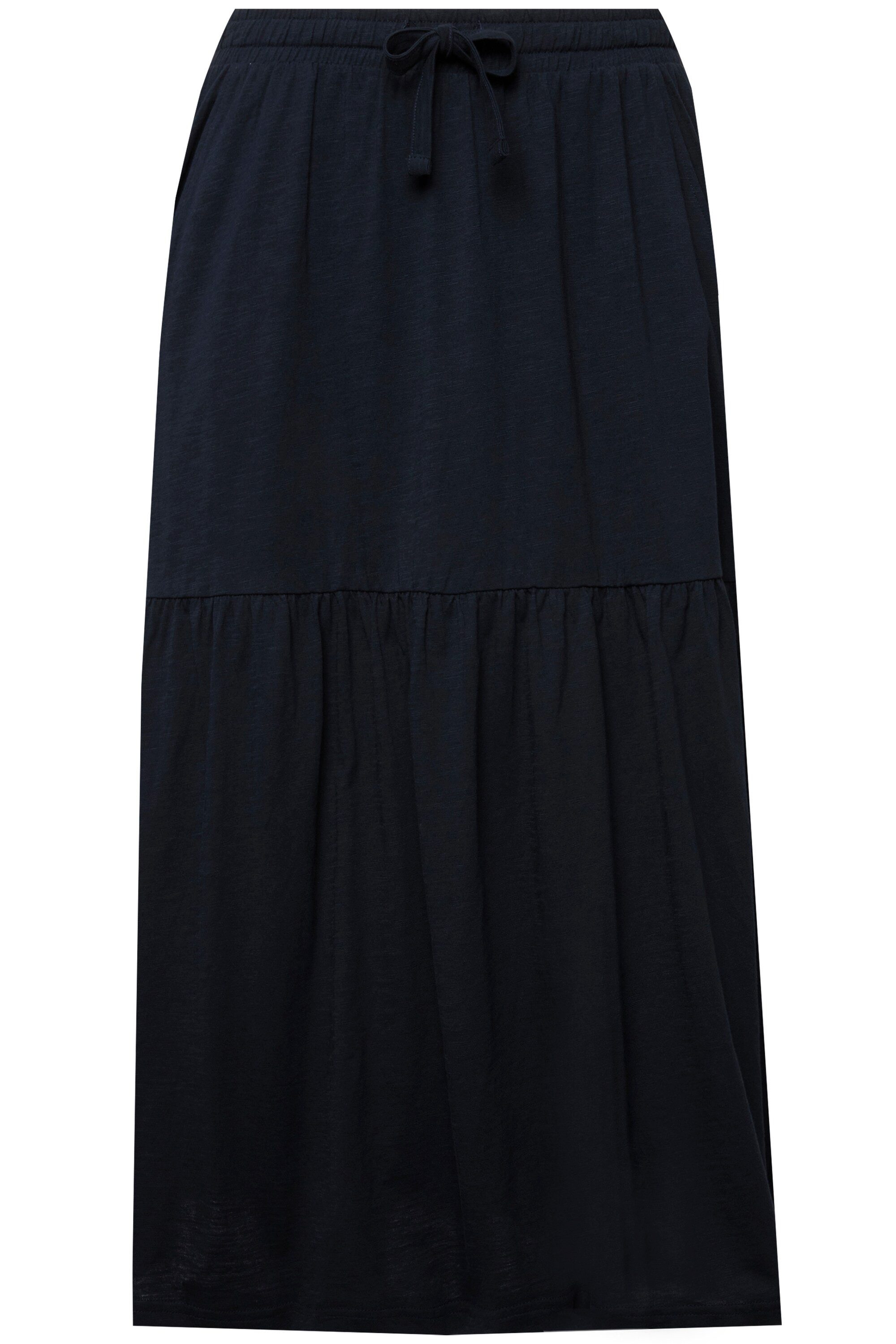 Ulla Popken Maxirock Jerseyrock Struktur A-Linie Volant Elastikbund günstig online kaufen