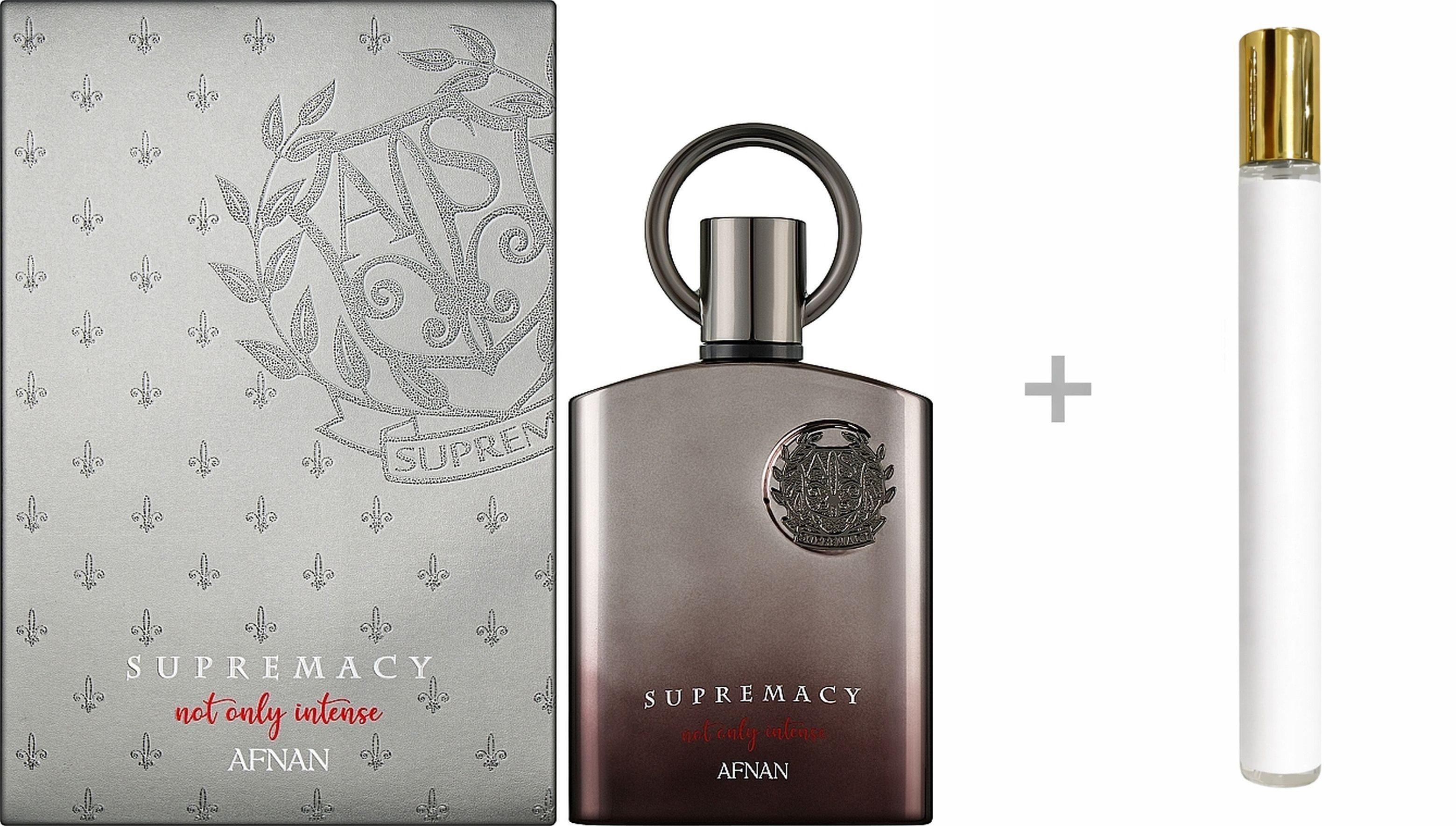 Afnan Duft-Set Supremacy Not Only Intense Extrait Parfum Herren Spray mit Reiseduft, Fruchtig-würziger Duft mit Johannisbeere, Apfel, Patchouli und Safran