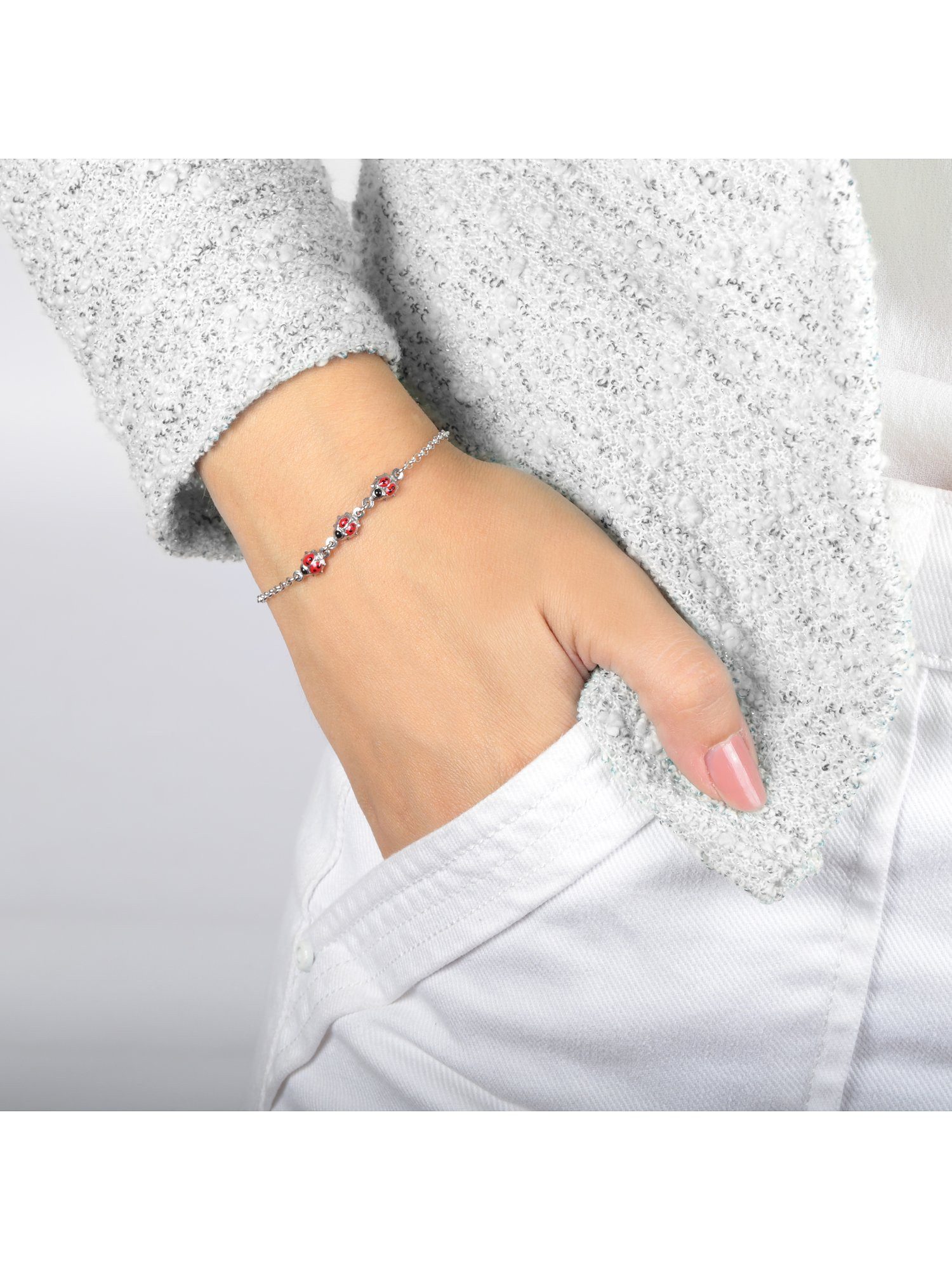 FAVS Silberarmband FAVS Mädchen-Armband 925er Silber Marienkäfer