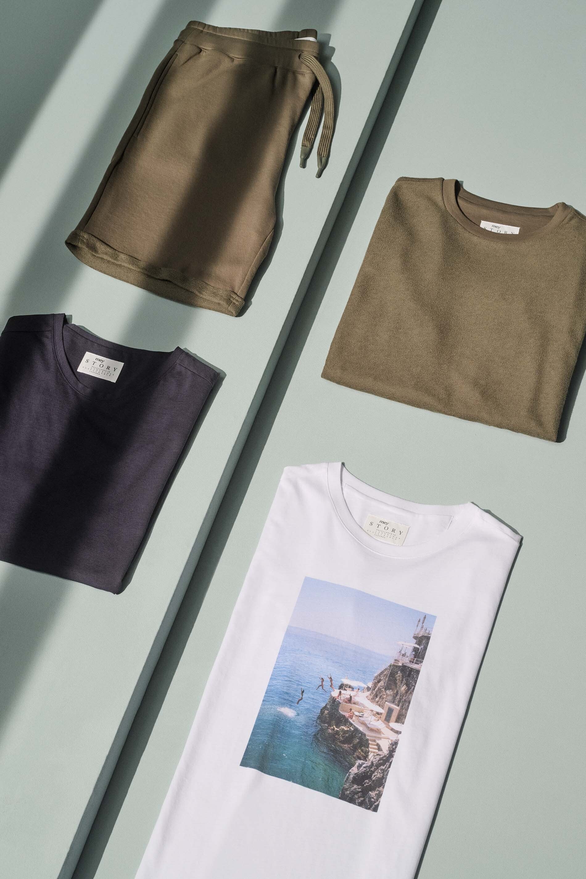Mey T-Shirt Mey Herren Crew Neck Shirt Serie La Struttura Uni (1-tlg)