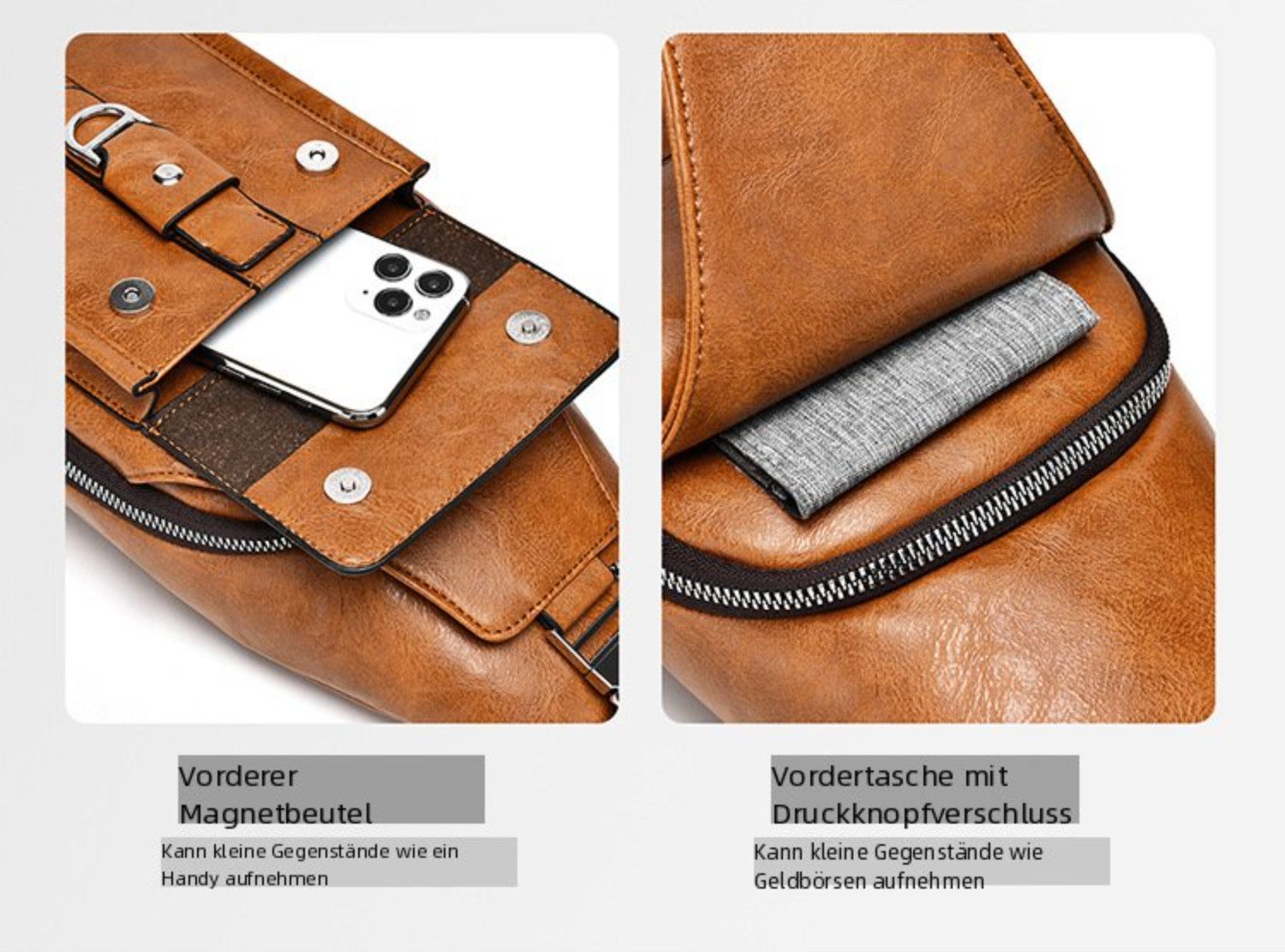 Blusmart Umhängetasche Modische Unisex-Brusttasche (Retro-Casual-Stil, Multifunktionstaschen), Verschleißfest und wasserdicht, leicht zu reisen – Bild 5 von 5