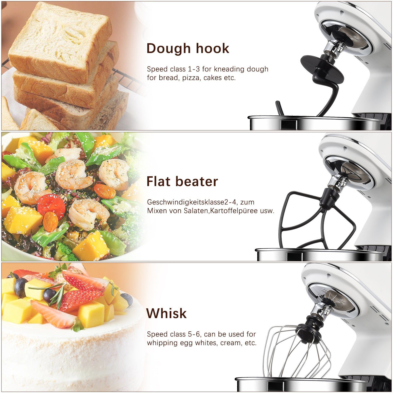 FUROKOY Mixer Kleine Küchenmaschine Multifunktional Kochfunktion Küchenmaschine Haushaltsgeräte mit weiß Maschine