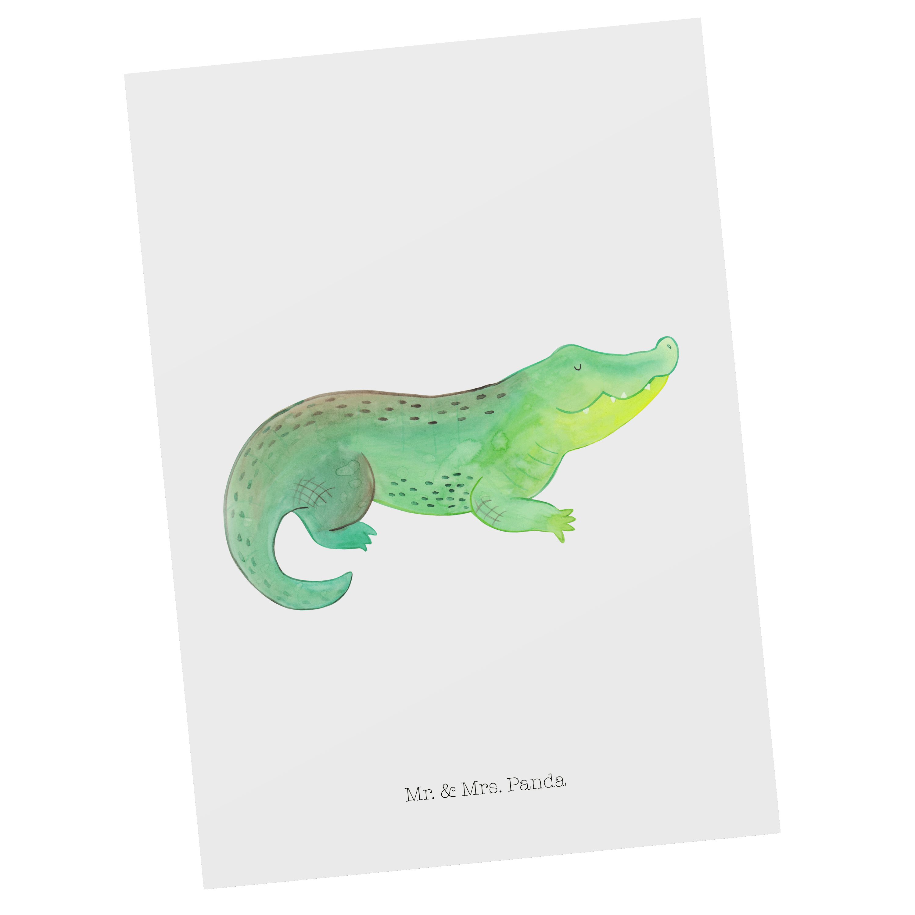 Mr. & Mrs. Panda Postkarte Krokodil - Weiß - Geschenk, Urlaub, Lieblingsmensch, Reiselust, Freun | Grußkarten
