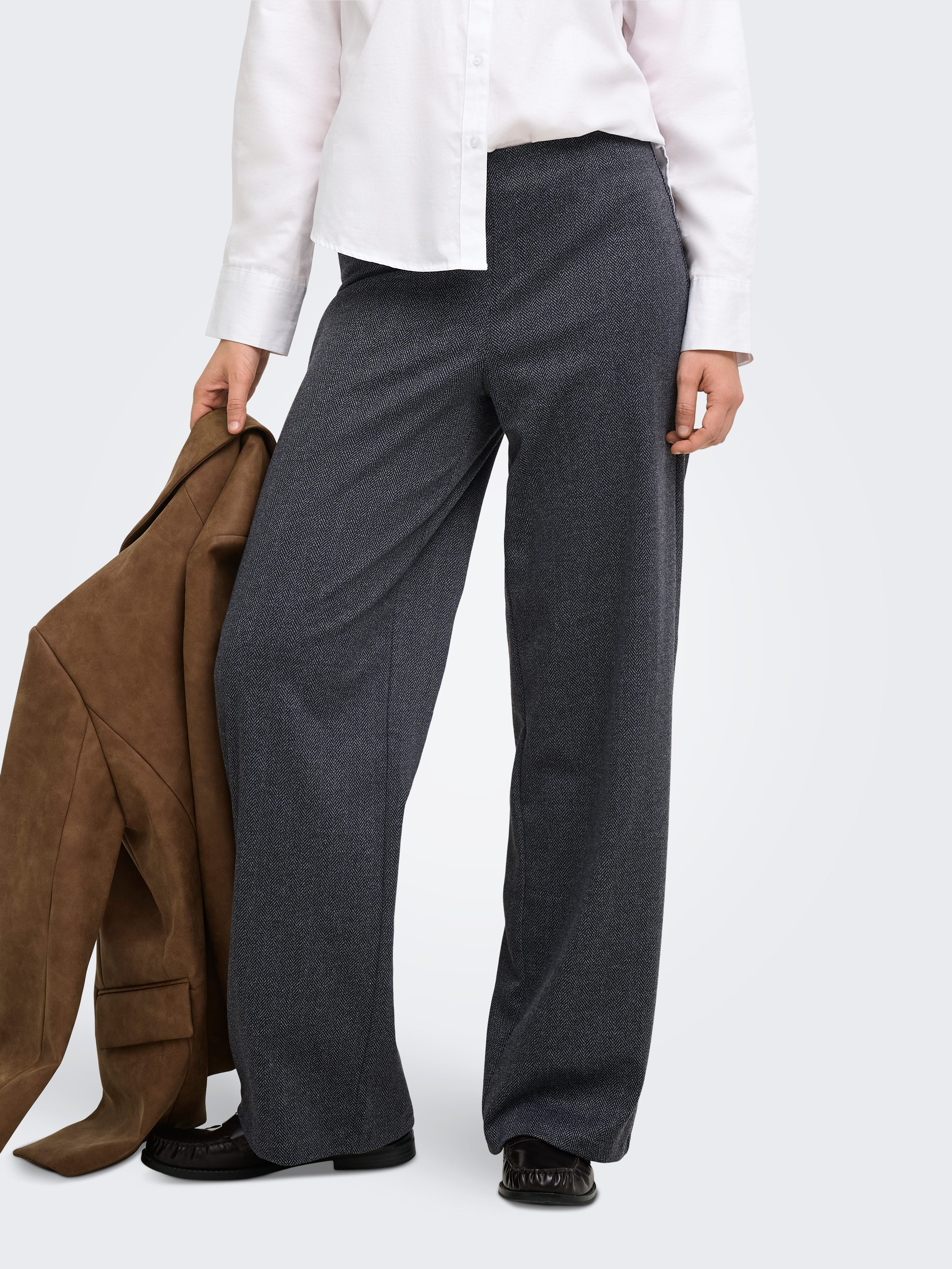 ONLY Anzughose ONLBREMEN MW HERRINGBONE WIDE PANT PNT Materialmix