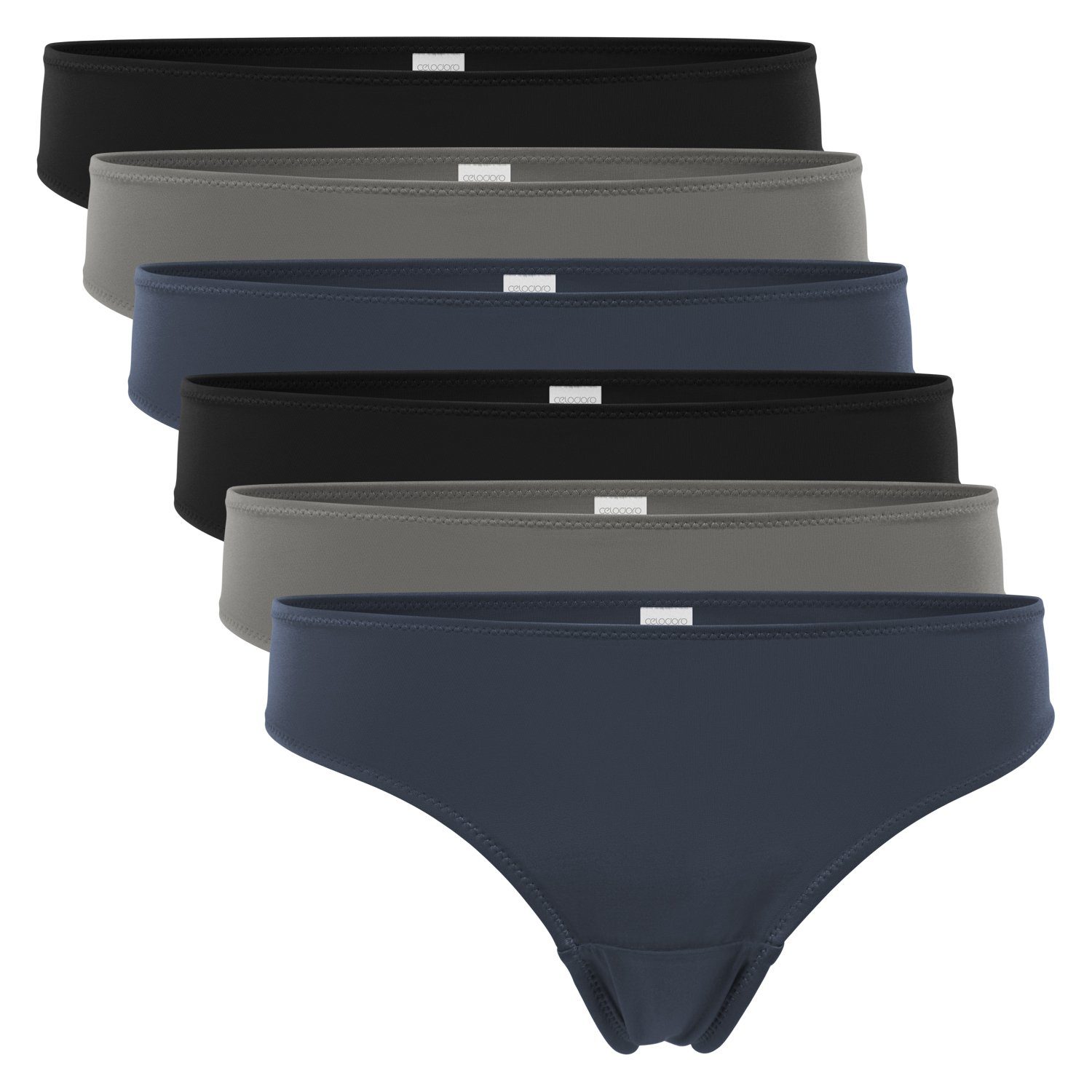 celodoro Tanga Damen String Tanga (6er Pack) Mini-Slips aus Quick Dry-Fasern Mix