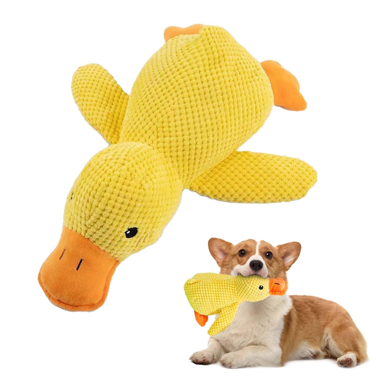 Sorvyzxn Tierkuscheltier Antistress Hundespielzeug Ente, Gelbe Plüschente für Hunde, (1-tlg) Beruhigendes Quietschspielzeug für kleine Hunde