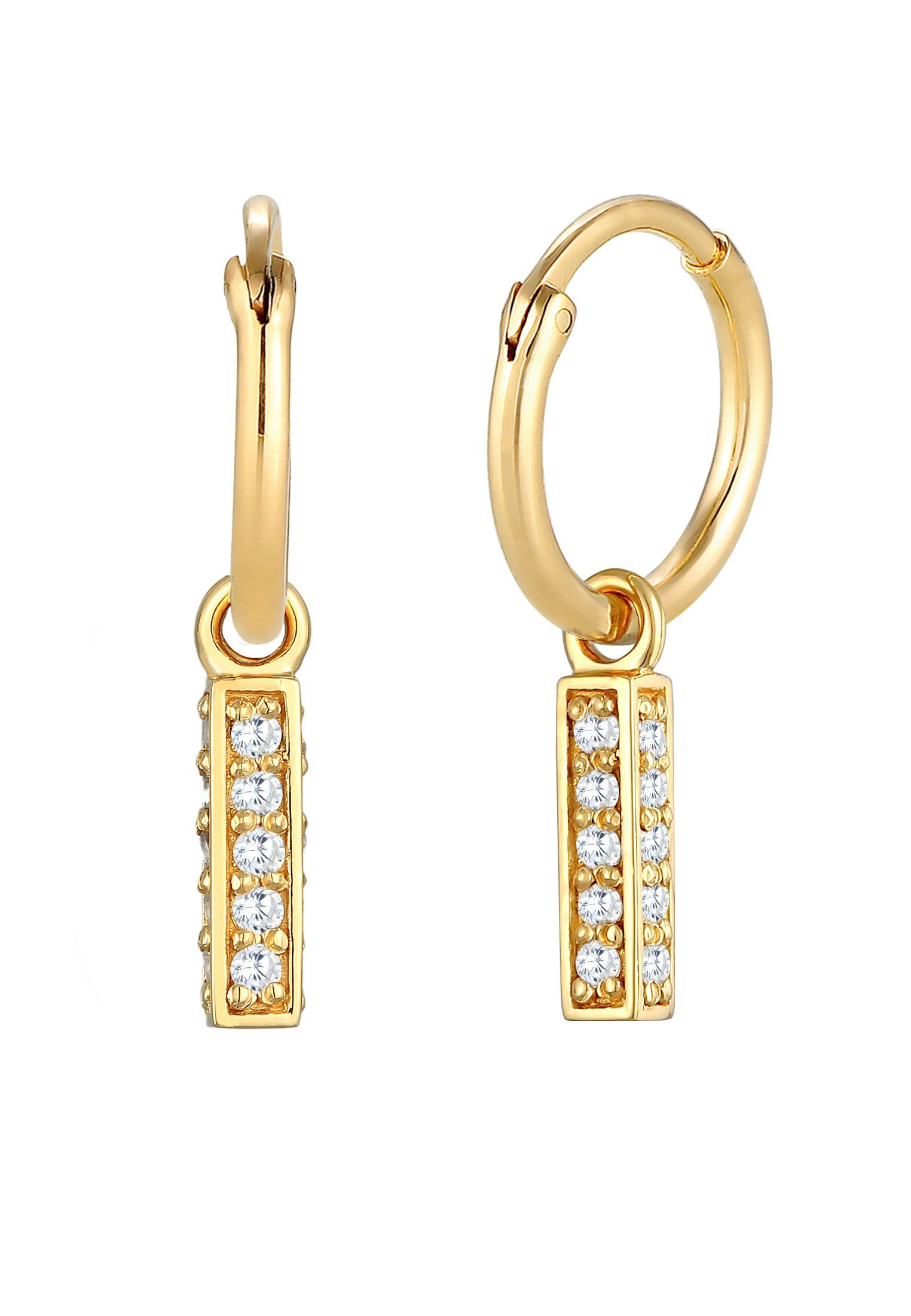Elli Premium Ohrhänger-Set Creolen Stab Anhänger Zirkonia Trend 925 Silber, günstig online kaufen