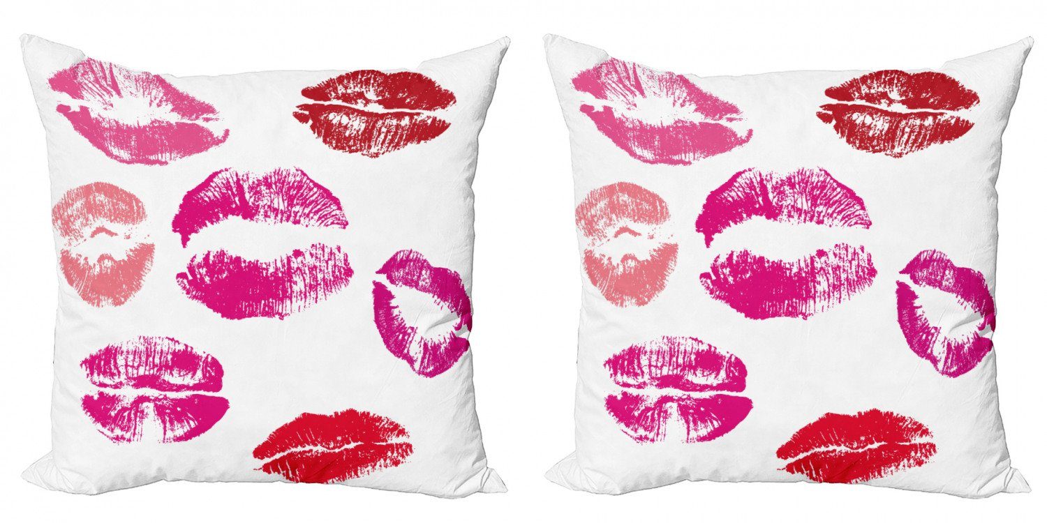Kissenbezüge Modern Accent Doppelseitiger Digitaldruck, Abakuhaus (2 Stück), Kuss Grunge Looking Lippenstift