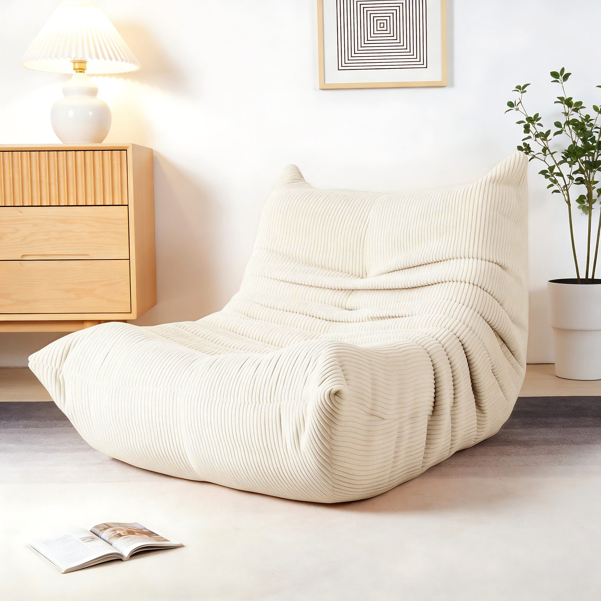 oyajia Sitzsack Relaxsessel Sofa Einzelsofa mit Hochelastischer Schwamm (mit Rückenlehne Einzelsofa), ohne Montage,Bequem & Modern für Wohnzimmer & Schlafzimmer