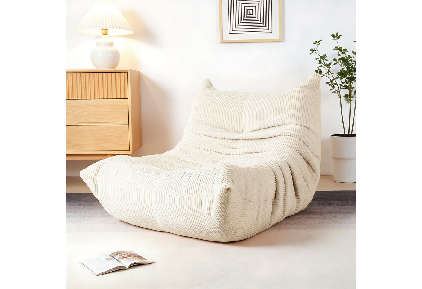 oyajia Sitzsack Relaxsessel Sofa Einzelsofa mit Hochelastischer Schwamm (mit Rückenlehne Einzelsofa), ohne Montage,Bequem & Modern für Wohnzimmer & Schlafzimmer
