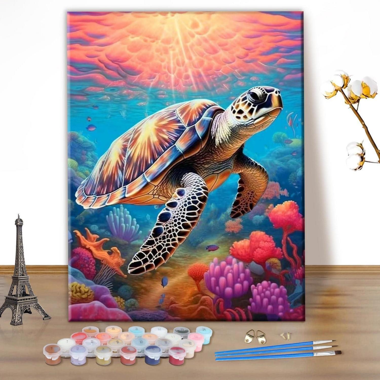LuxusKollektion Malen nach Zahlen Malen nach Zahlen Meeresschildkröte 30x40cm (1-St)
