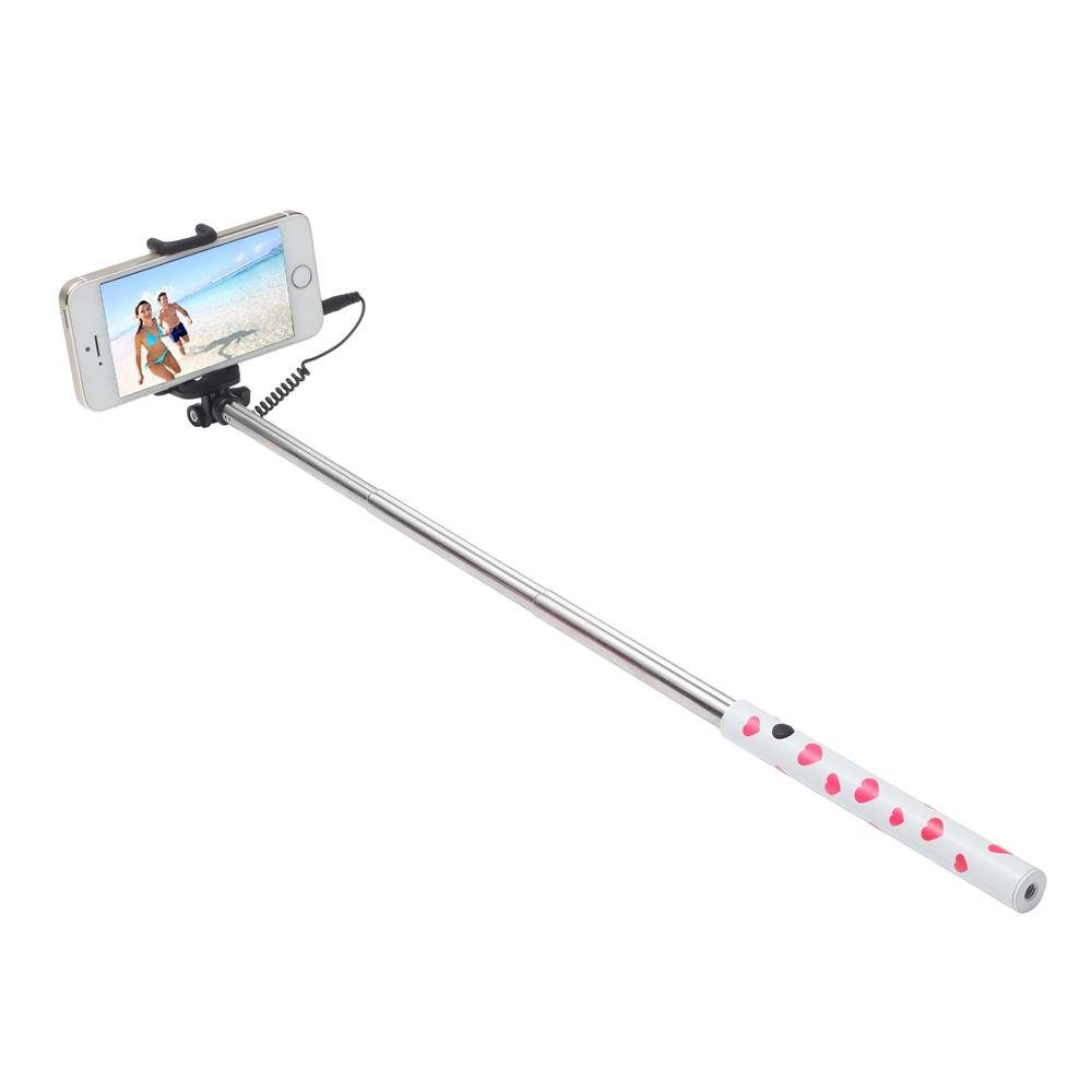 Ultron Selfie Hot Shot Selfiestick (45 cm Selfie Stick, Kamera Auslöser, Griff Herzen, Smartphone, weiß / rosa (173950)