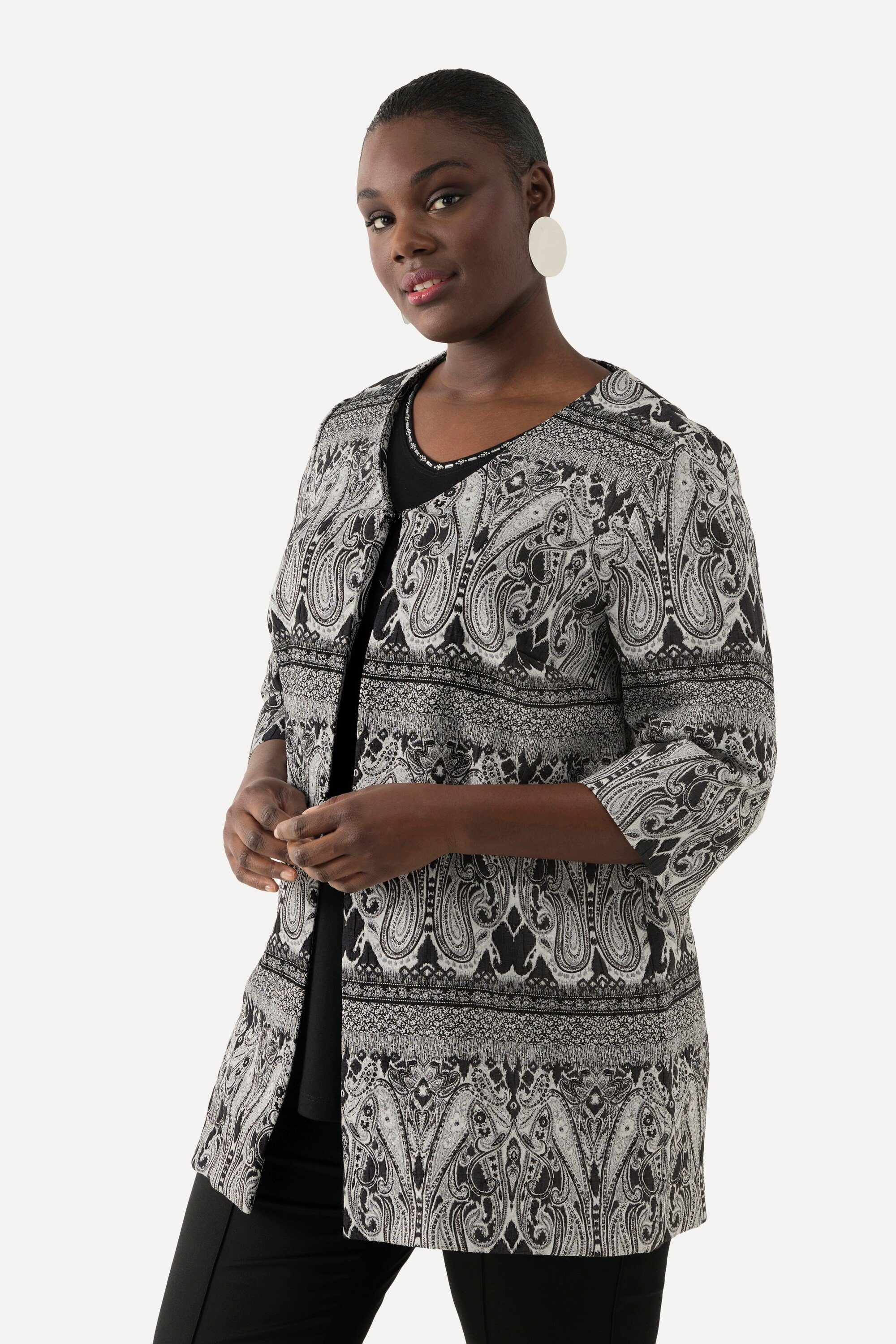 Sommerjacke Jacke Paisley V-Ausschnitt Hakenverschluss 3/4-Arm