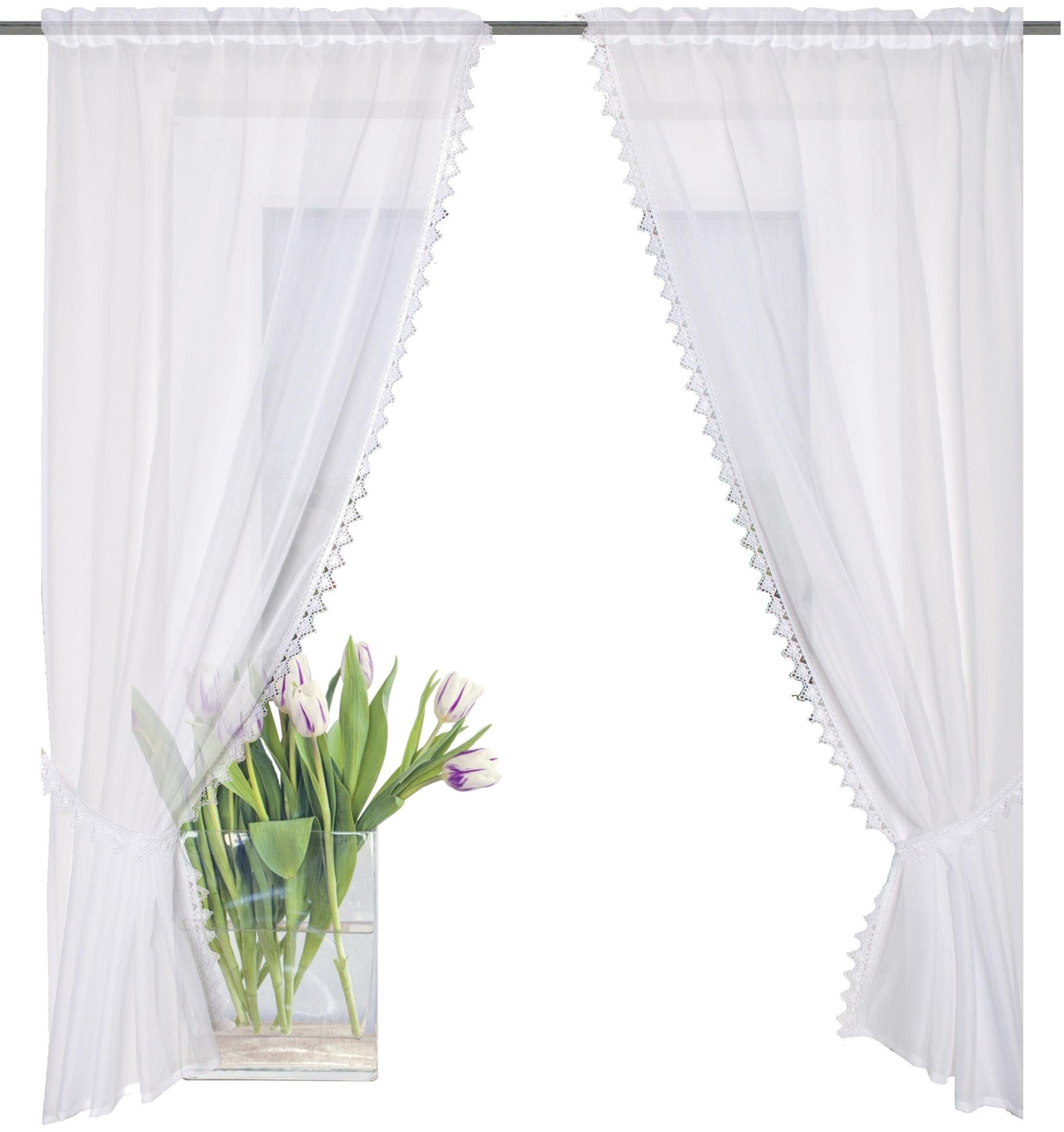 HxB: WOHNIDEEN, (2 Kräuselband LEONA, HOME 125x75 Scheibengardine halbtransparent, St),