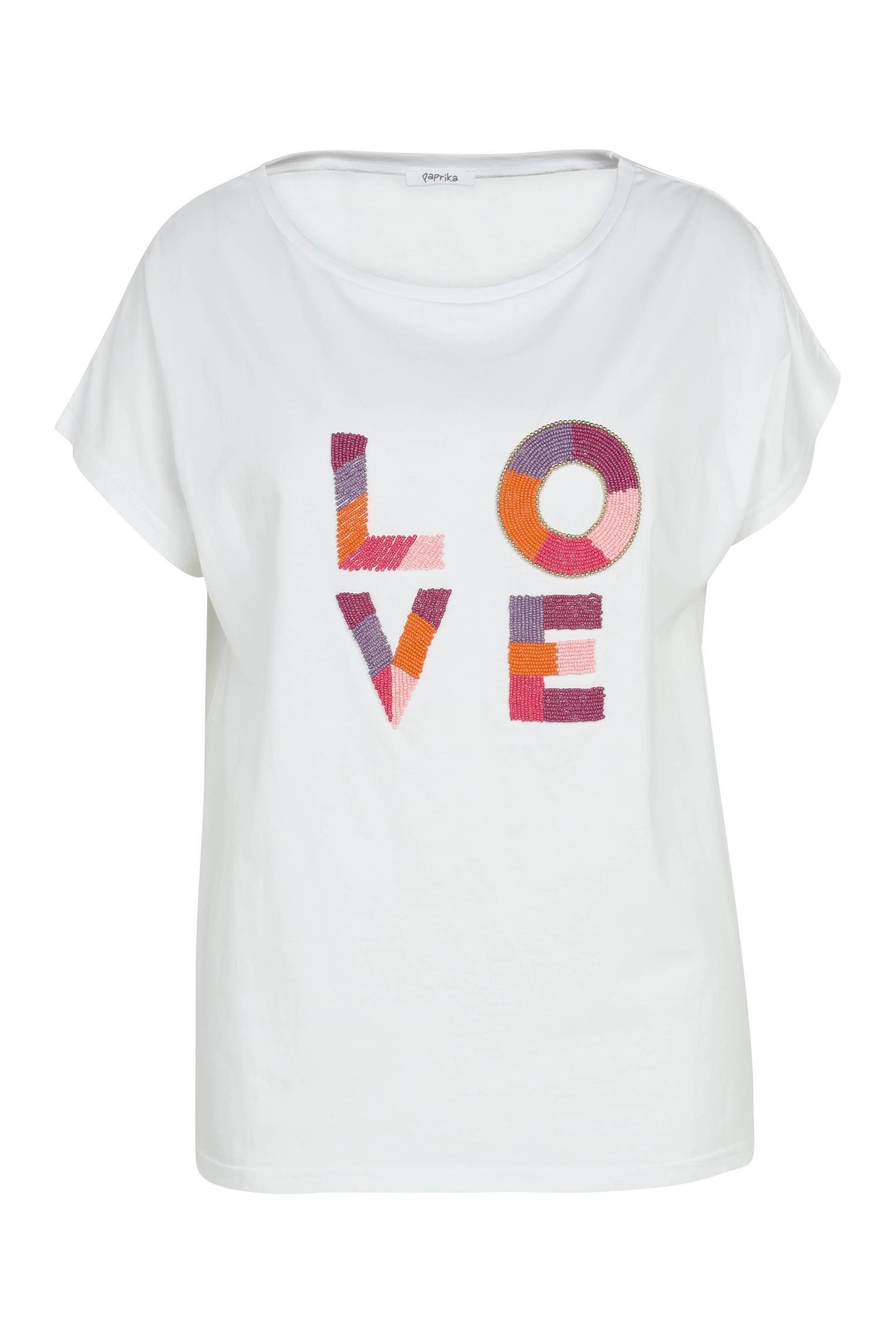 Paprika Perlenbesetztes T-Shirt Love-T-Shirt