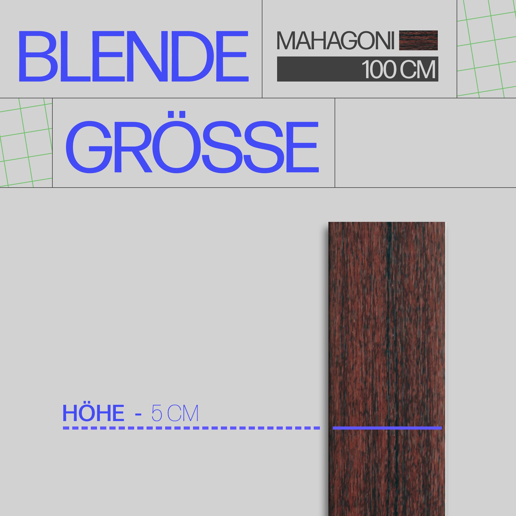 Bestlivings Gardinenschiene Blende für eine saubere Fensteroptik, geklemmt, Kunststoff, viele Farben & Holzoptiken, 5cm hoch, robust und flexibel, kürzbar