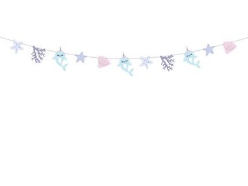 partydeco Girlande, Girlande Papier DIY Narwal / Meerestiere 1m