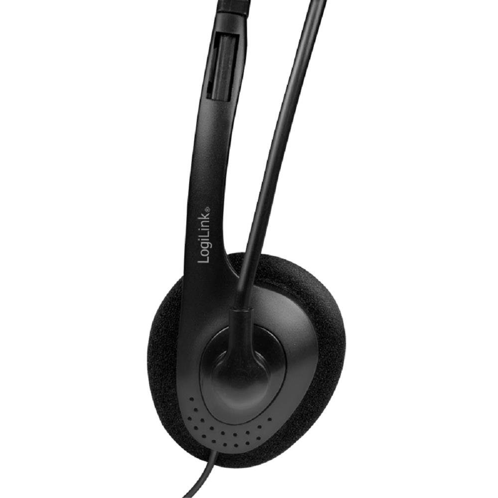 LogiLink Kopfhörer mit (Mikrofon Mikrofon schwarZ verstellbar) Stereo-Headset