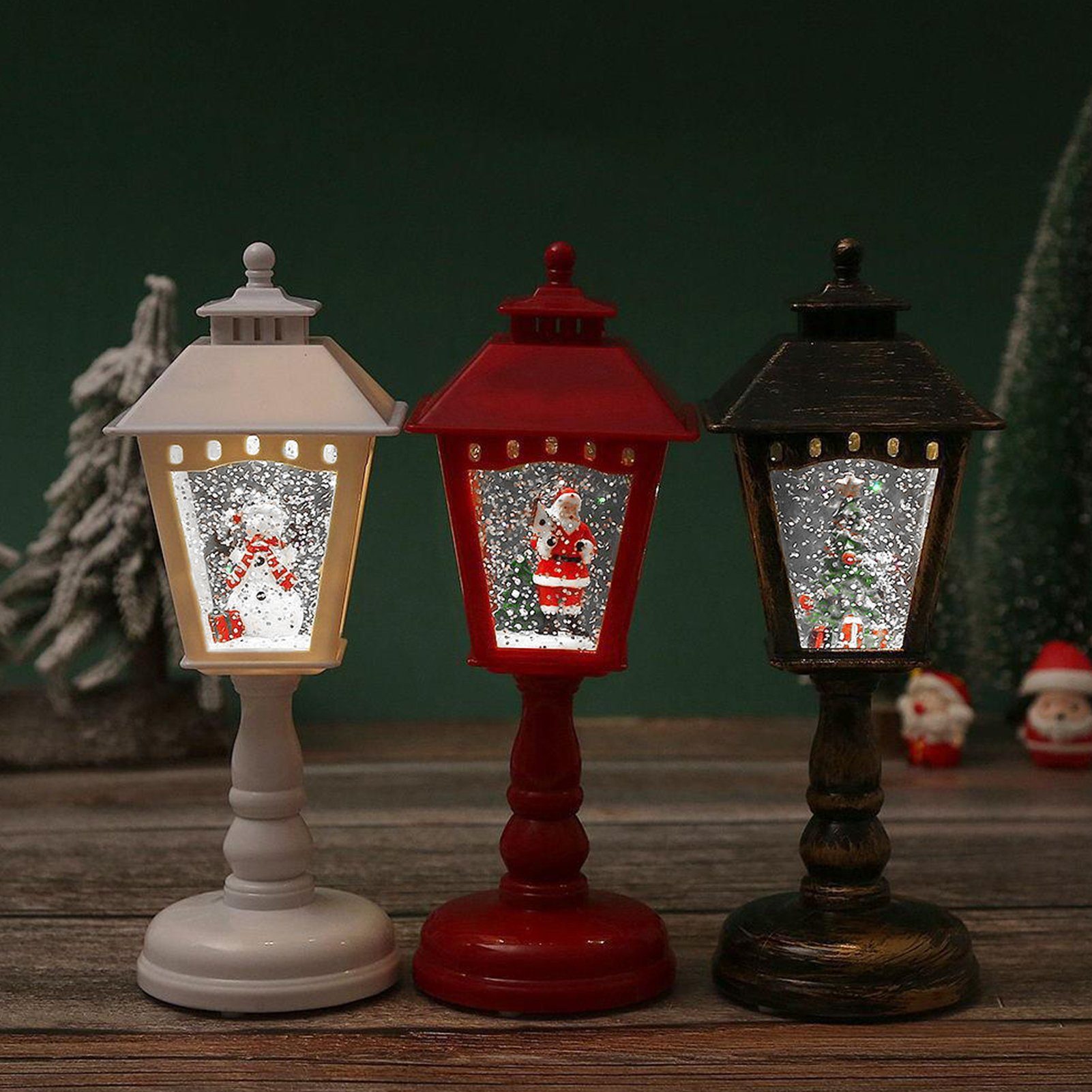 LED Rutaqian Leuchte Dekoration wechselbar Weihnachtsdeko, LED Lampe Grün Weihnachtslaterne Schreibtischlampe