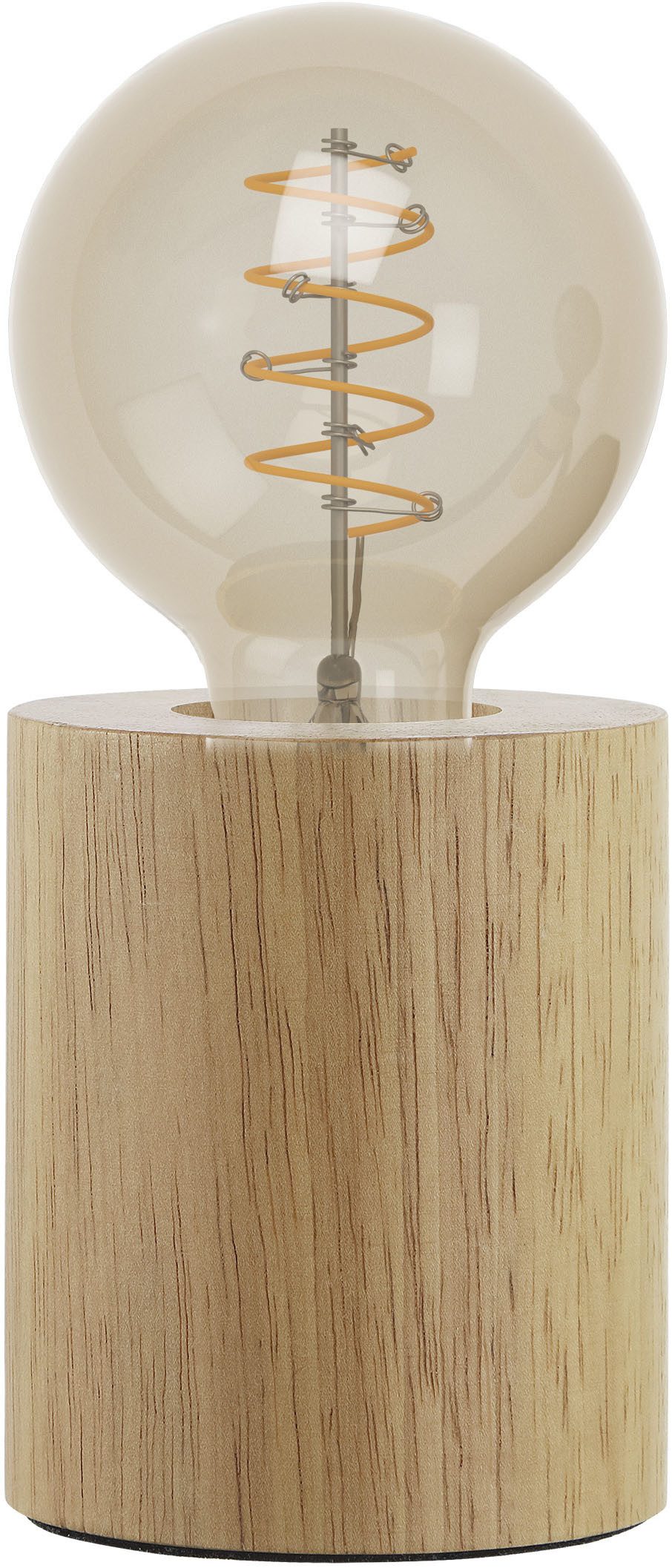 EGLO Tischleuchte TURIALDO Tischlampe - Holz - E27 - 1X28W - IP20, Ein-/Ausschalter, ohne Leuchtmittel, Nachttischlampe, Schreibtischleuchte, Leselampe, H10 x Ø8,5 cm