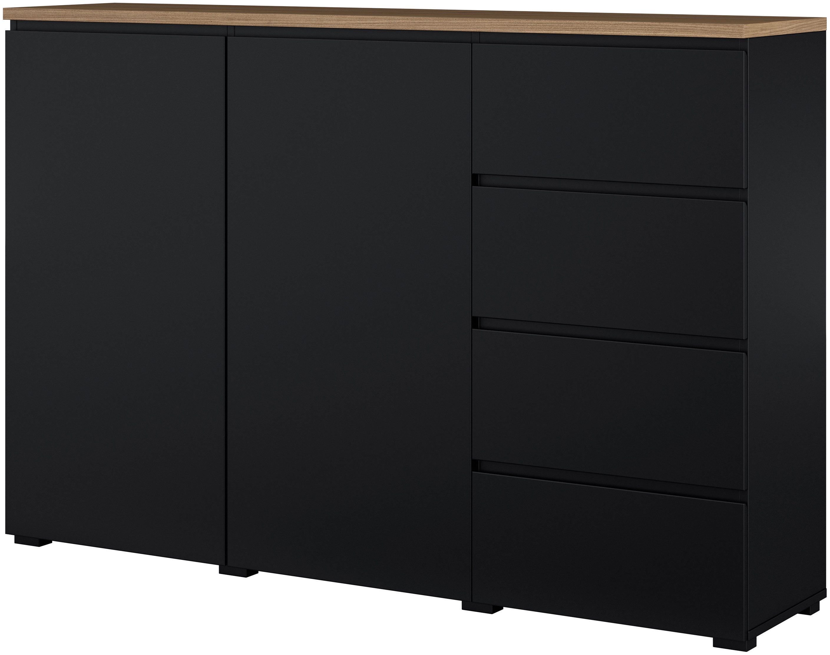OTTO home Highboard Modo, Breite 150 cm, moderne grifflose Kommode 2Türen/4 SK, Schubladenkommode mit viel Stauraum, Einlegeböden verstellbar