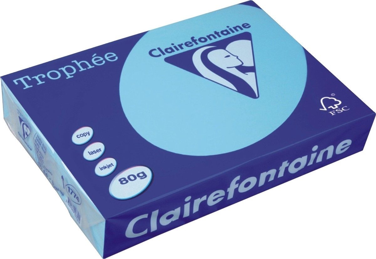 CLAIREFONTAINE Kopierpapier Kopierpapier Trophee Pastell A4 80g/qm blau VE=500 Blatt