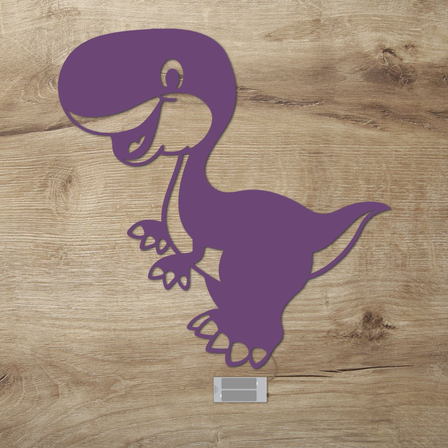 Namofactur LED Dekolicht Dino - Schlaflicht mit Dinosaurier Motiv für Kleinkinder - Wand Lampe, Ohne Zugschalter/Stern, LED fest integriert, warmweiß, Wanddekoobjekt Kinderzimmer Leuchte batteriebetrieben