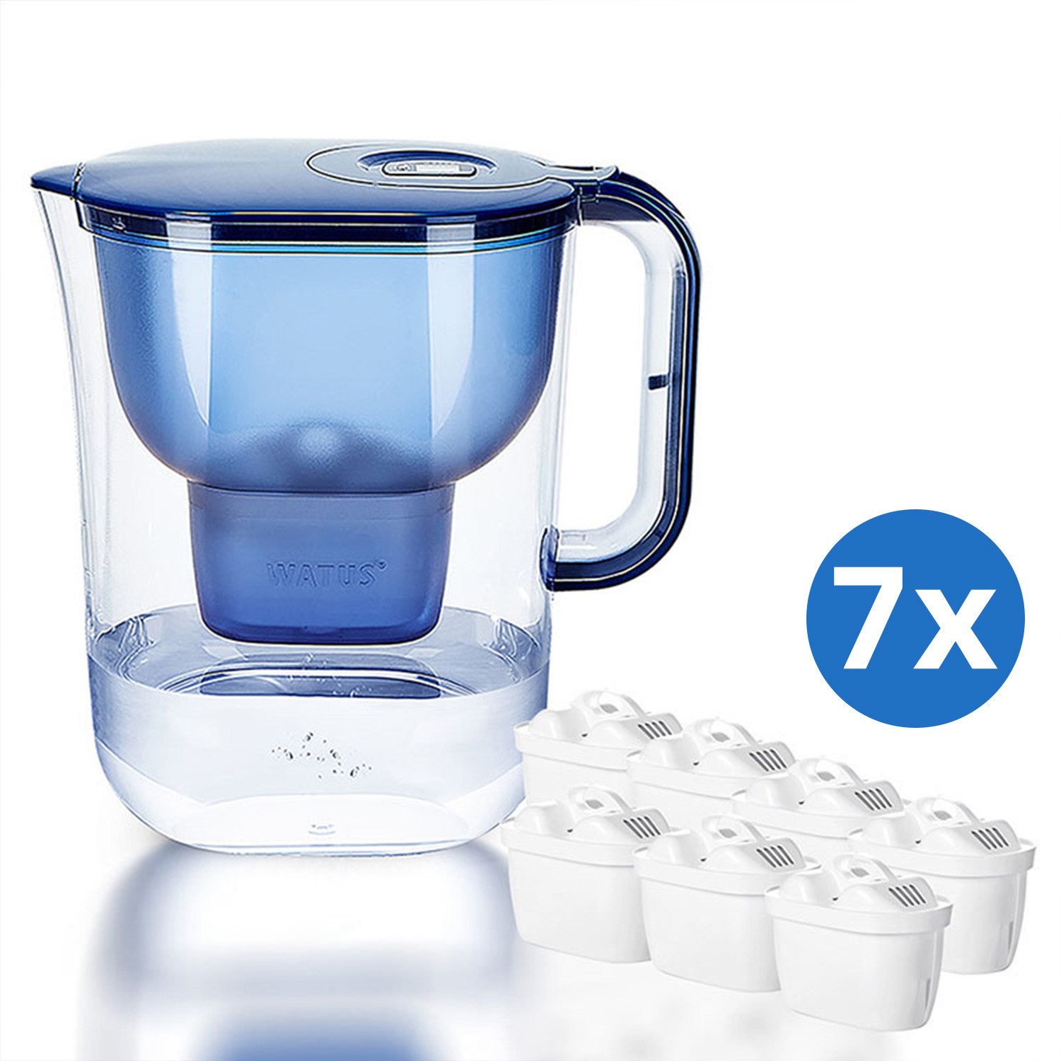 Watus Kanne für Brita Wasserfilter, Filterkanne 3.8L Enthält 7er filterpatronen, (7-St), für alle BRITA MAXTRA/MAXTRA+/PerfectFit Wasserfilter.