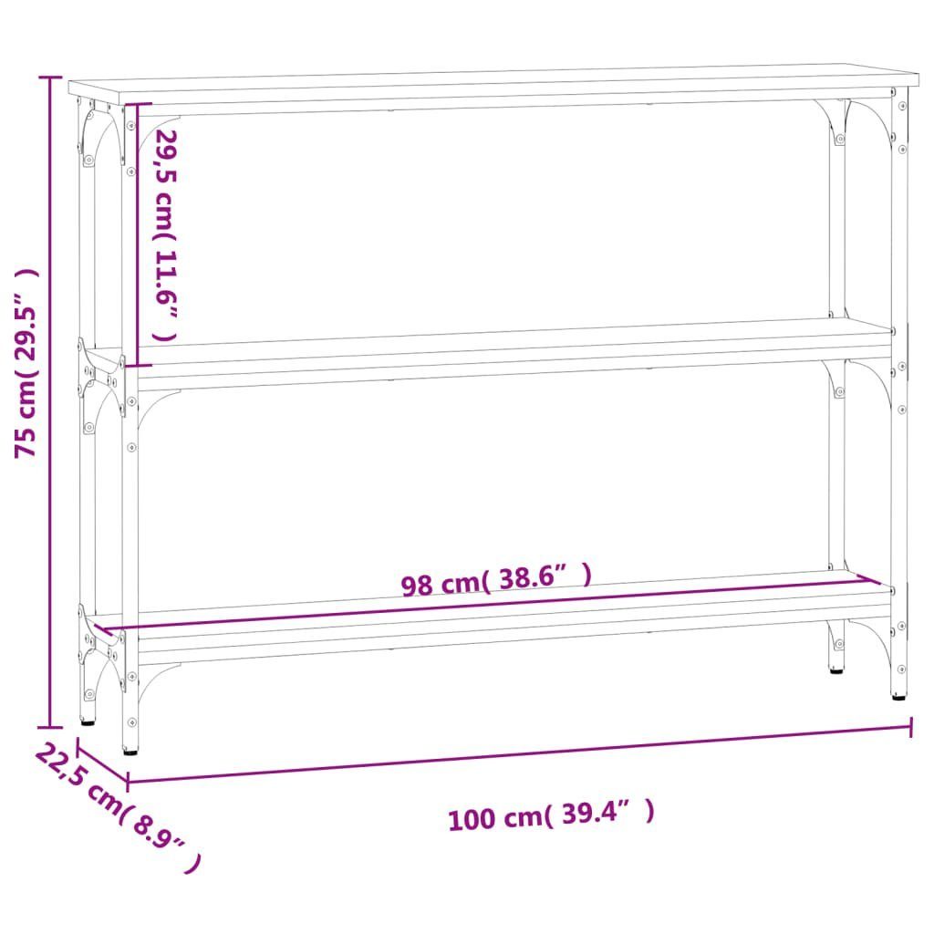 cm Eichen-Optik (1-St) Holzwerkstoff Braun 100x22,5x75 Beistelltisch Konsolentisch vidaXL