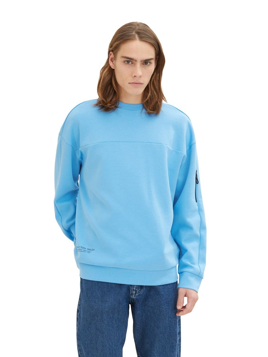TOM TAILOR Denim Sweatshirt RELAXED CREW aus Baumwolle Rainy Sky Blue 18395