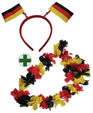 Karneval-Klamotten Kostüm Haarreif Deutschland mit Hawaiikette Fan Fußball, Weltmeisterschaft WM EM Fan Artikel Fußball Party
