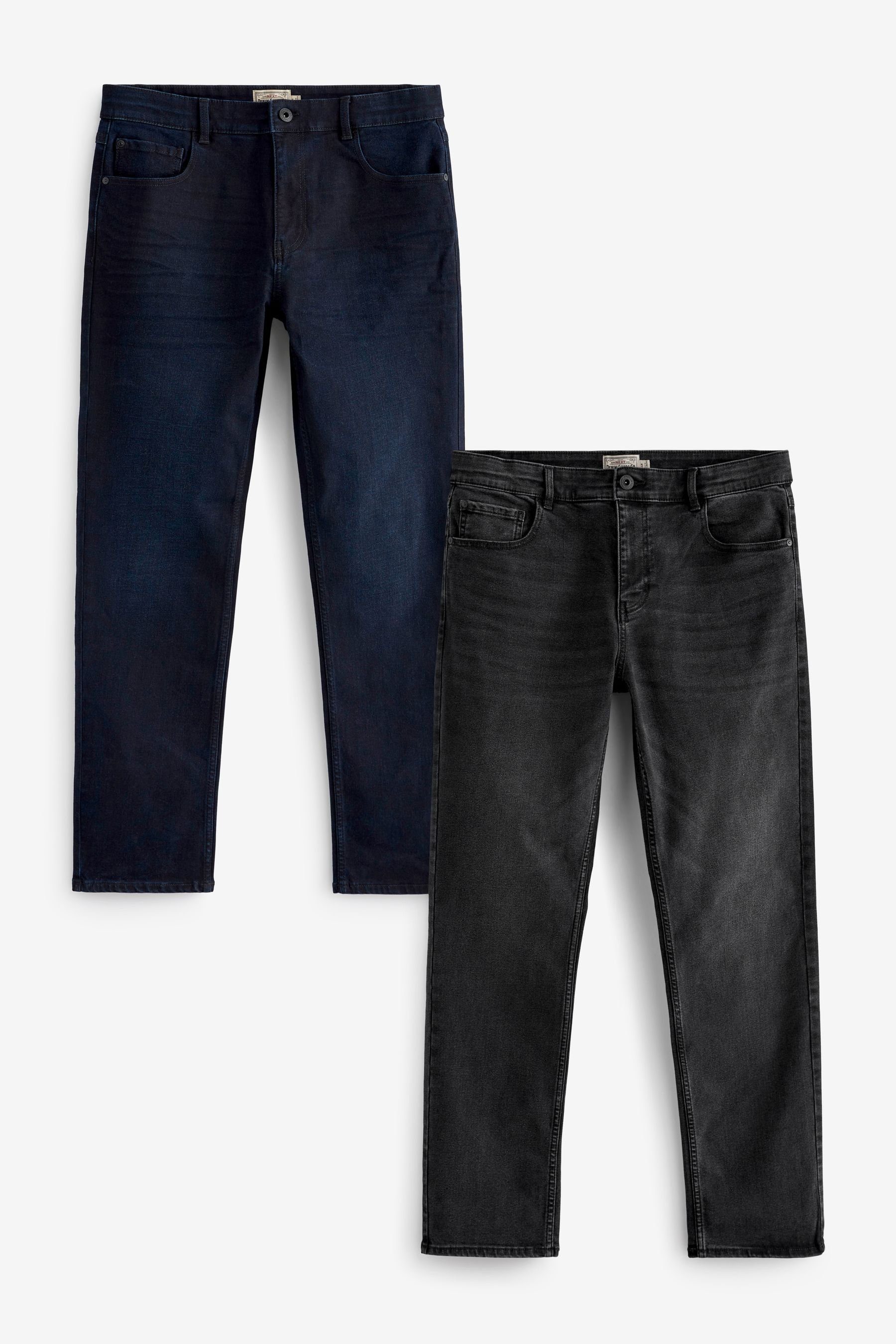 Next Straight-Jeans Essential Straight Fit Stretch-Jeans im 2er-Pack (2-tlg) Black/Dark Blue