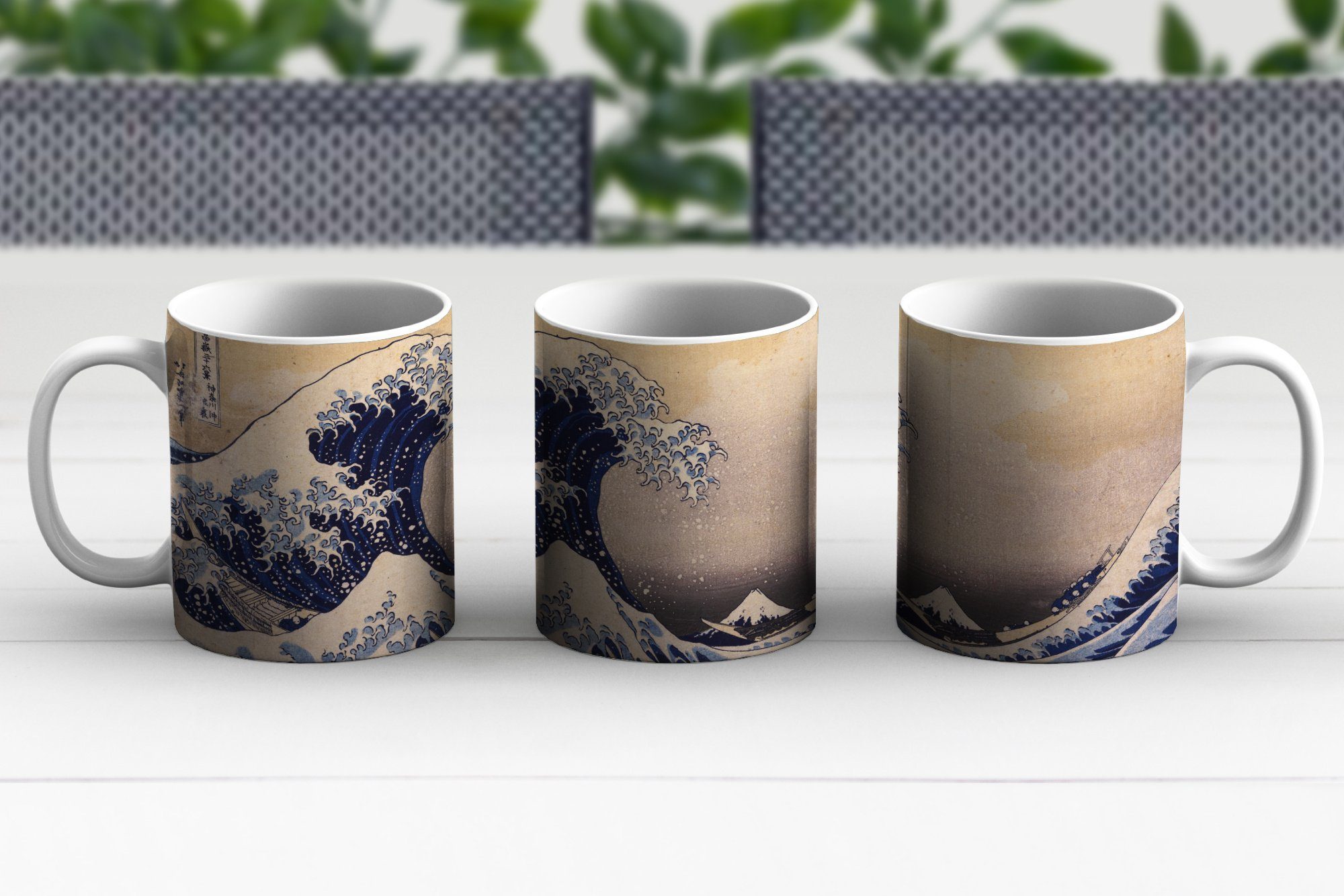 Geschenk Die Keramik, Kanagawa von Teetasse, Teetasse, Gemälde Becher, Kluft Tasse MuchoWow Hokusai, von Katsushika Kaffeetassen, große -