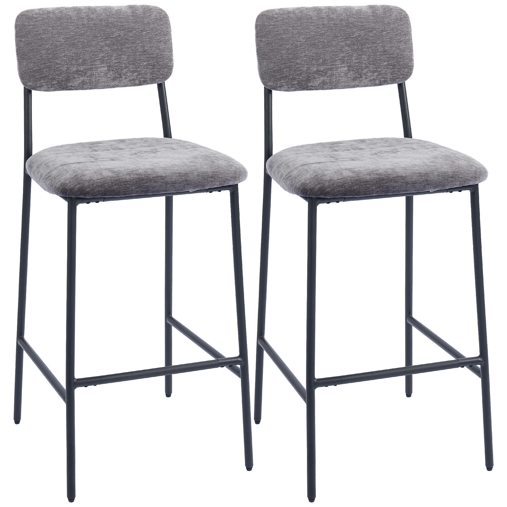 HOMCOM Barhocker mit Rückenlehne, Fußstütze (Barstuhl, 2 St., Bistrohocker) günstig online kaufen