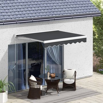 Outsunny Markise 2,5 x 2 m Elektrische Gelenkarmmarkise mit Handkurbel, Fernbedienung (Sonnendach, 1-St., Balkonmarkise) für Garten Alu Grau