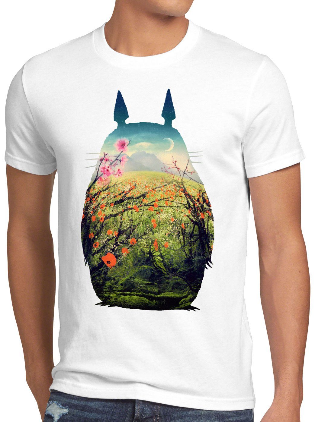 Totoro no Herren T-Shirt tonari japan style3 Print-Shirt nachbar anime Sommertraum mein