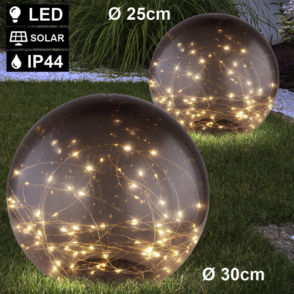 Gartenleuchte, 2er Set LED Solar Kugel Leuchten Außen Steck