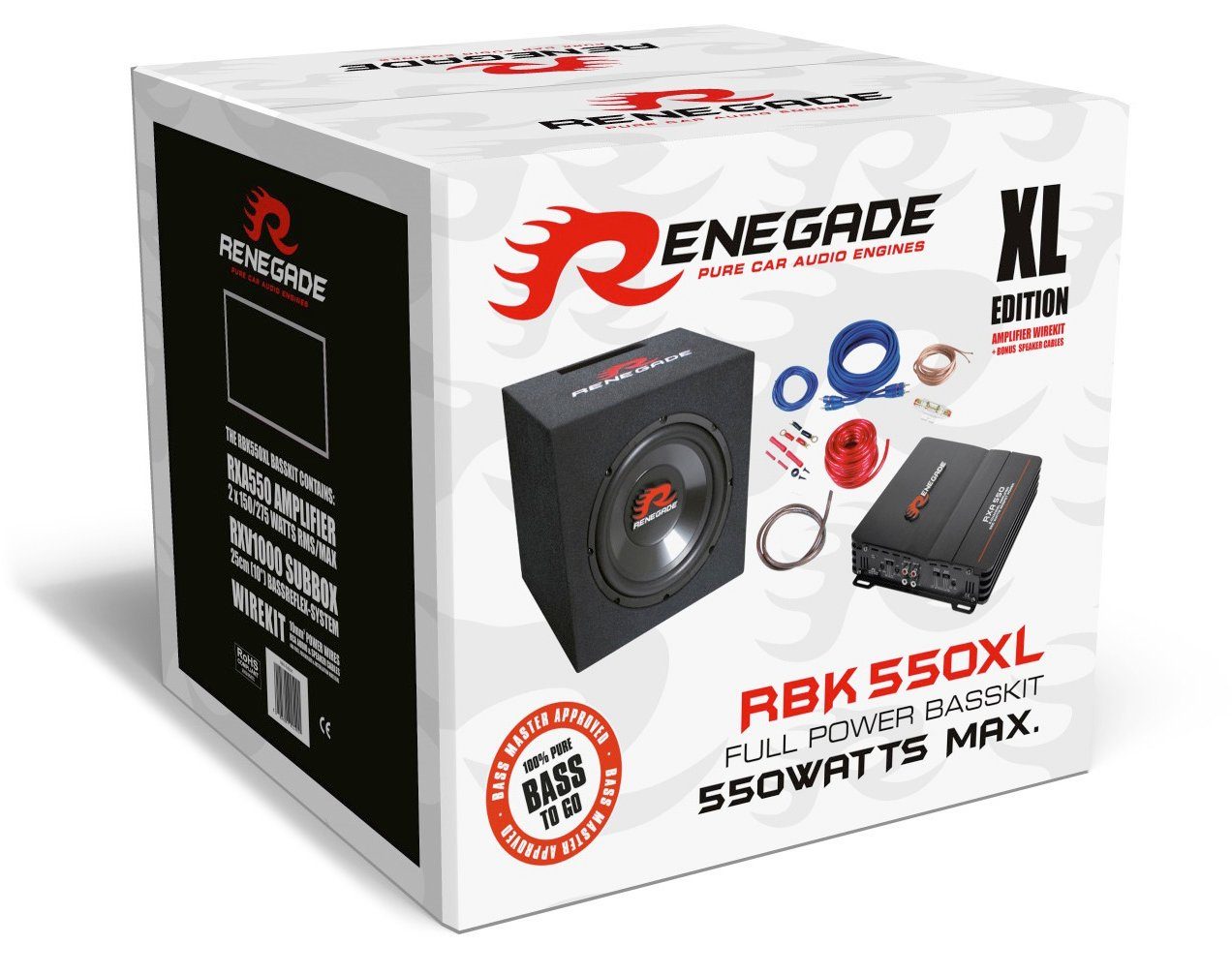 Renegade Auto Sub Komplettset Endstufe + Subwoofer + Kabel Auto-Subwoofer