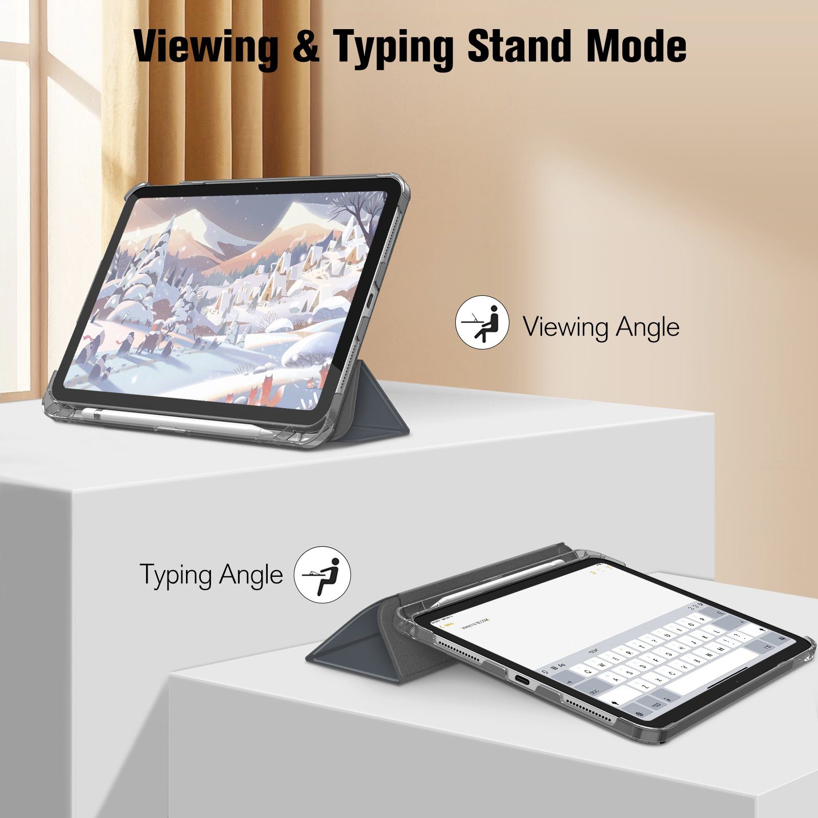 Fintie Tablet-Hülle für iPad 11 Generation 11‘’ 2025 (A16), iPad 10 Generation 10.9'' 2022, ultradünn, mit Stifthalter, transparenter Rückseite, Auto Schlaf/Wac – Bild 4 von 5