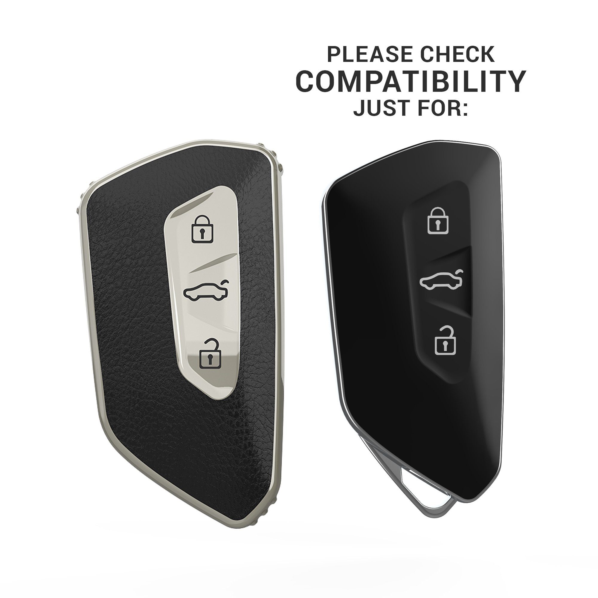 kwmobile Schlüsseltasche für 8, Silber-Schwarz Golf Cover VW Golf VW Schlüsselhülle TPU Autoschlüssel Hülle Schutzhülle 8 für