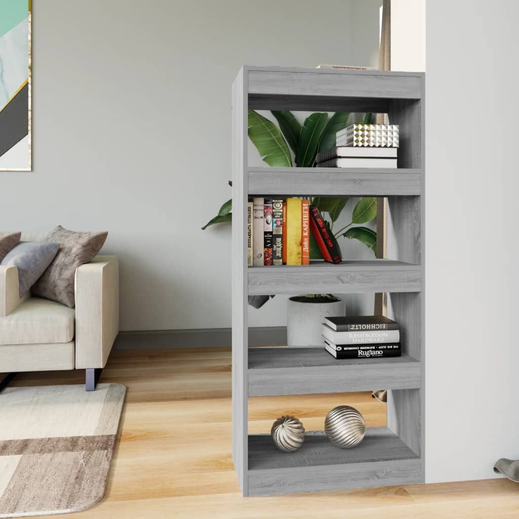 furnicato Bücherregal aus Holzwerkstoff 60x30x135 cm Grau Sonoma, 1-tlg.