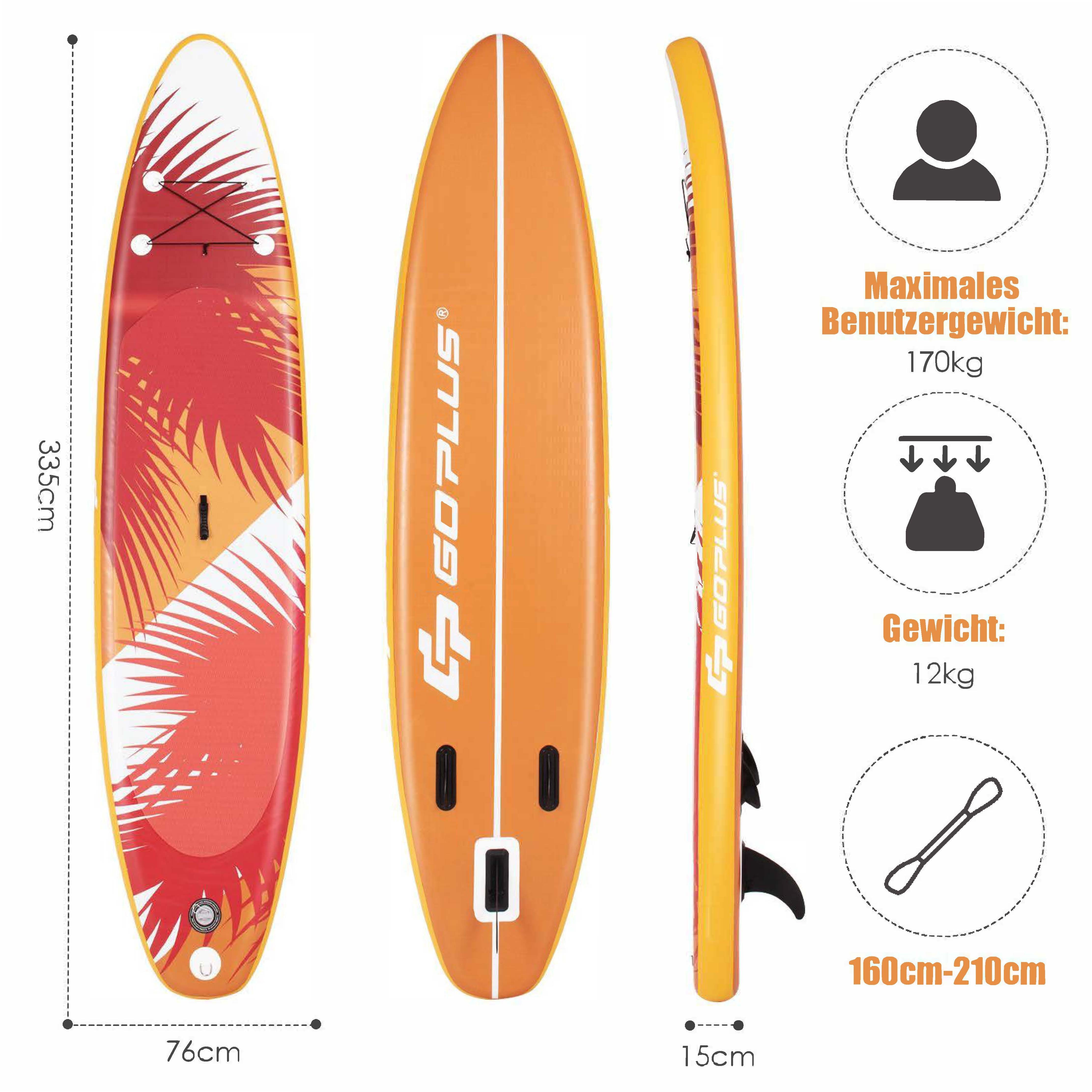 COSTWAY SUP-Board Stand Up 325cm bis mit Board, 170kg, Pumpe Paddle