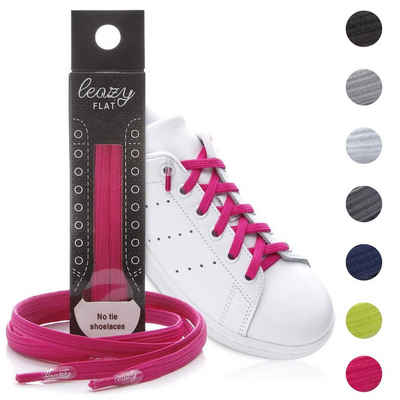leazy Schnürsenkel ohne Binden Flache Elastische Schuhbänder zum Einhaken, Pinke Gummischnürsenkel für Kinder und Erwachsene