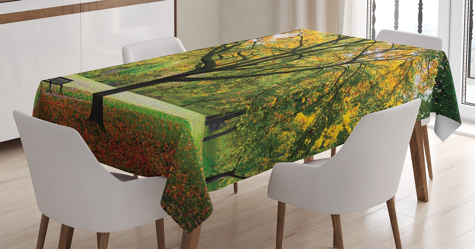 Abakuhaus Tischdecke den Außen Fallen Für Farbfest Blätter Farben, Waschbar Bereich geeignet Natur Klare Herbst-Park