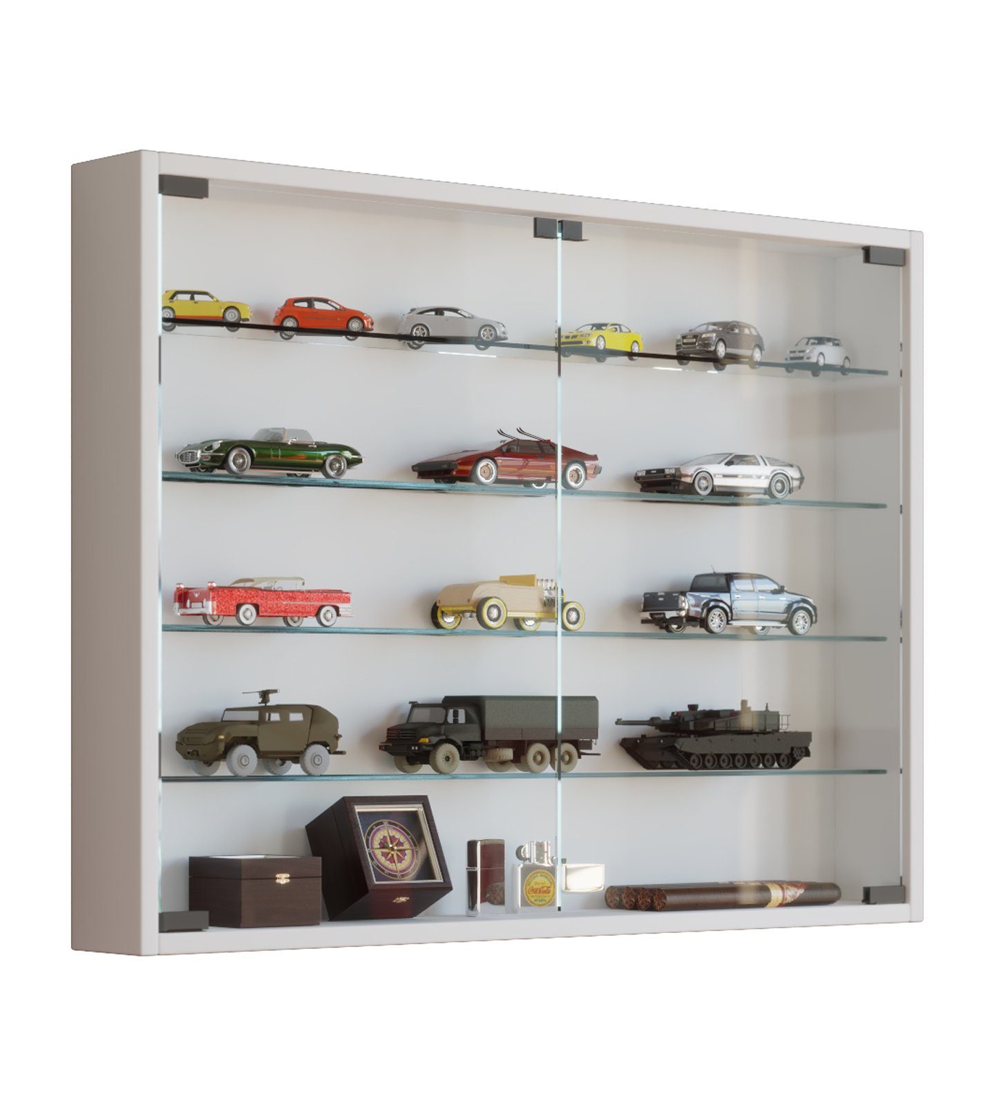 VCM Hängevitrine Mandosa B. 80 x T. 10 x H. 60 cm Präsentation und Aufbewahrung von Sammlerstücken, Wohnzimmer oder Büro