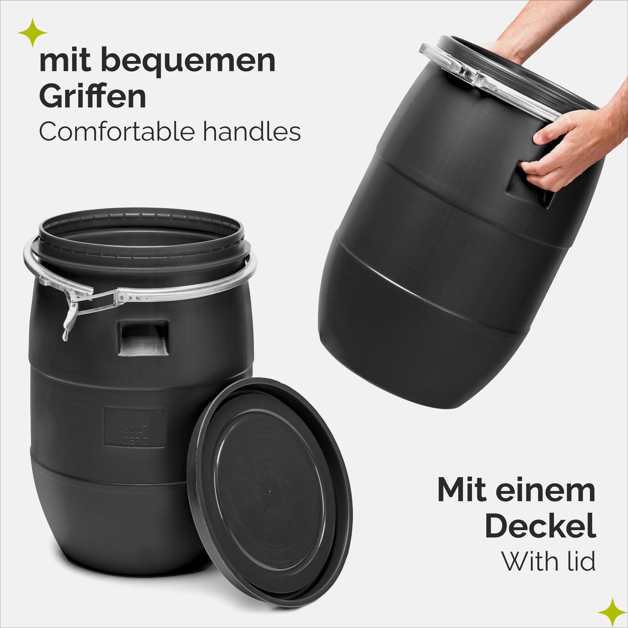 Garronda Regentonne 30L Plastikfass Lebensmittelfass Sauerkrautfass Hobbock Garten GD-0078, 30 l, (1-tlg) – Bild 4 von 5