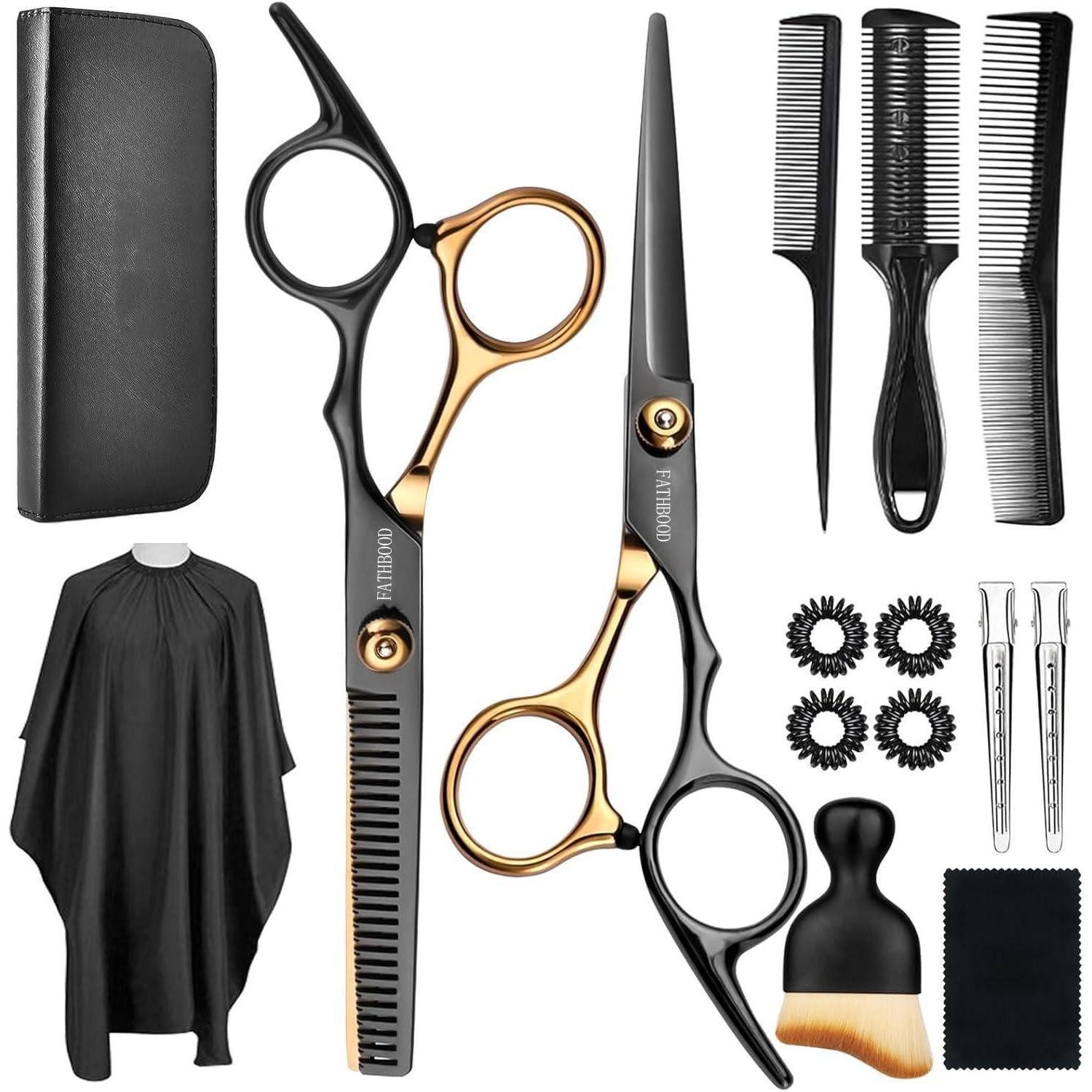 LuxusKollektion Scheren-Set Haarschneideset 15tlg. Profi 6,7 Zoll 440C Stahl