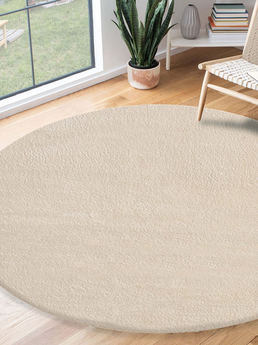 the carpet Teppich kuschelig & Super Soft, Anti-Rutsch Unterseite, rund, Höhe: 16 mm, Waschbar bis 30 Grad, Felloptik, Wohnzimmer Teppich, Kundenliebling